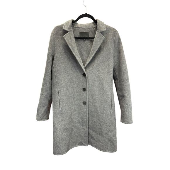 Banana Republic Wool Blend Double-Face Top Coat S Dark Heather Gray Unlined - Picture 2 of 12